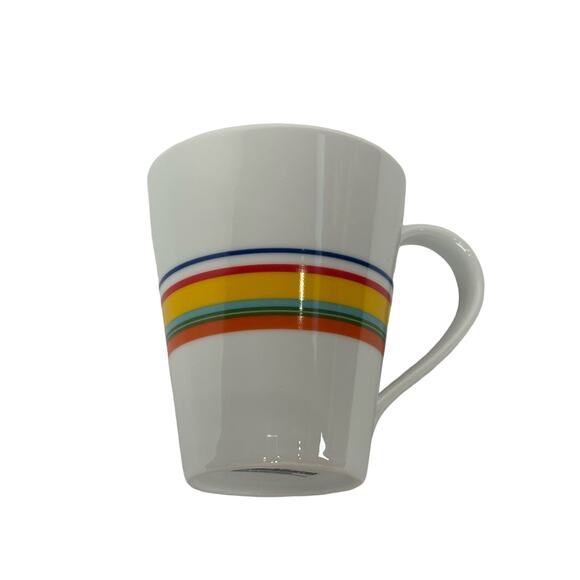 Crate & Barrel Cirque Coffee Mugs (4)Cup 11 oz Rainbow Horizontal Stripes - Picture 1 of 4